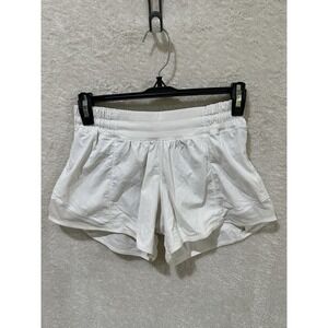 Lululemon Hotty Hot Short II Lined White Size 4 Run Athletic Workout W7ATJT